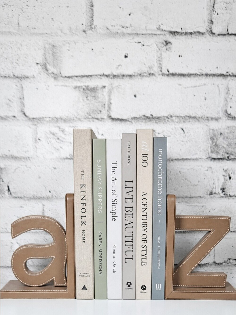 Decorative Alphabet Bookends Faux Leather A Z Office Library Shelf Decor